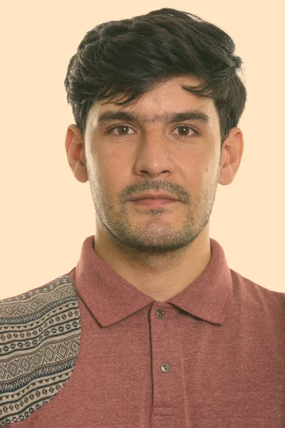 Знімок Молодого Перського Чоловіка Бородою Ізольований Білому Тлі — стокове фото