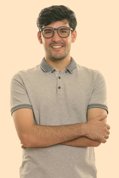 Estudio Joven Persa Con Barba Barba Aislada Sobre Fondo Blanco —  Fotos de Stock