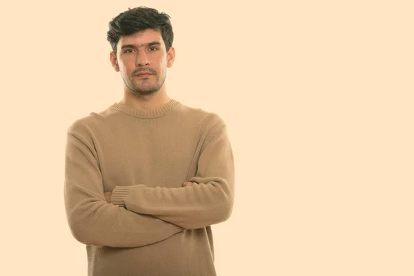 Estudio Joven Persa Con Barba Barba Aislada Sobre Fondo Blanco — Foto de Stock