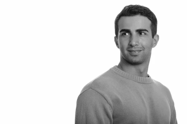 Studio Shot Young Handsome Persian Man Isolated White Background Black — Stock Photo, Image