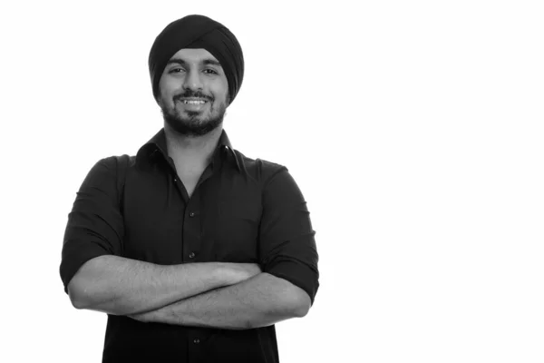 Plan Studio Jeune Homme Affaires Indien Barbu Sikh Avec Turban — Photo