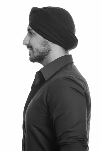Estudio Joven Empresario Sikh Indio Barbudo Con Turbante Aislado Sobre — Foto de Stock