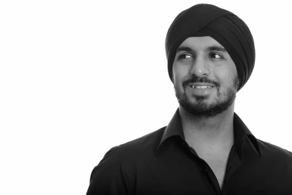Estudio Joven Empresario Sikh Indio Barbudo Con Turbante Aislado Sobre — Foto de Stock