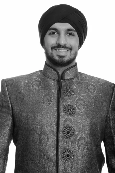 Estudio Joven Barbudo Sikh Indio Vestido Con Ropa Tradicional Turbante — Foto de Stock