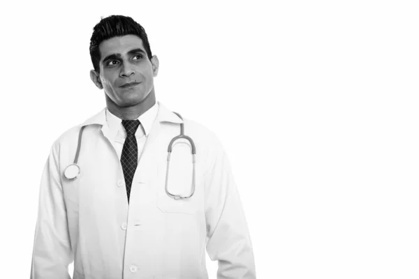 Studio Shot Young Persian Man Doctor Isolated White Background Black — Stock Photo, Image