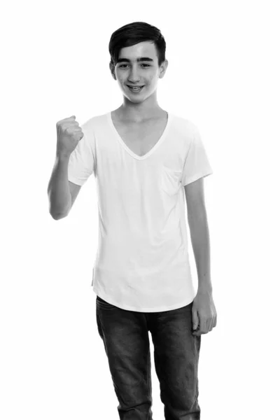 Studio Shot Young Handsome Persian Teenage Boy Isolated White Background — Stock Photo, Image