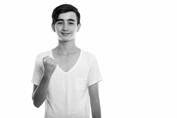 Studio Shot Young Handsome Persian Teenage Boy Isolated White Background — Stock Photo, Image