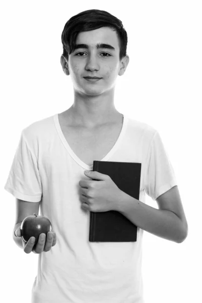 Studio Shot Young Handsome Persian Teenage Boy Isolated White Background — Stock Photo, Image