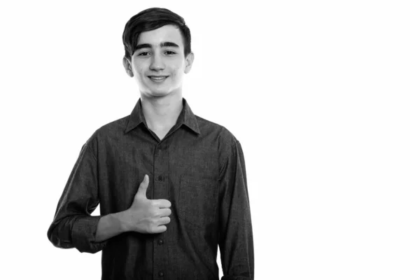 Studio Shot Young Handsome Persian Teenage Boy Wearing Smart Casual — Stock Photo, Image