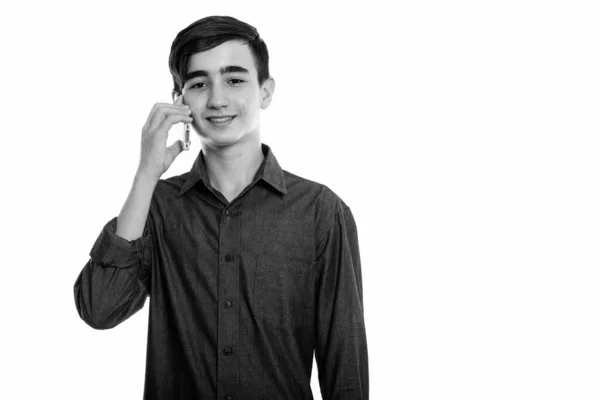 Studio Shot Young Handsome Persian Teenage Boy Wearing Smart Casual — Stock Photo, Image