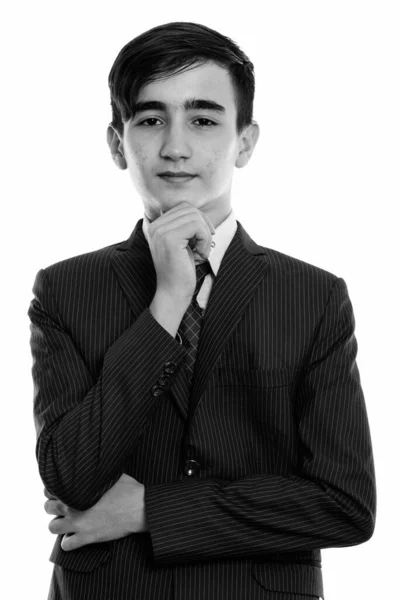 Studio Záběr Mladý Pohledný Perský Dospívající Chlapec Jako Podnikatel Nosí — Stock fotografie