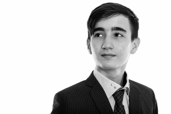 Studio Shot Young Handsome Persian Teenage Boy Businessman Wearing Suit — Stock Photo, Image