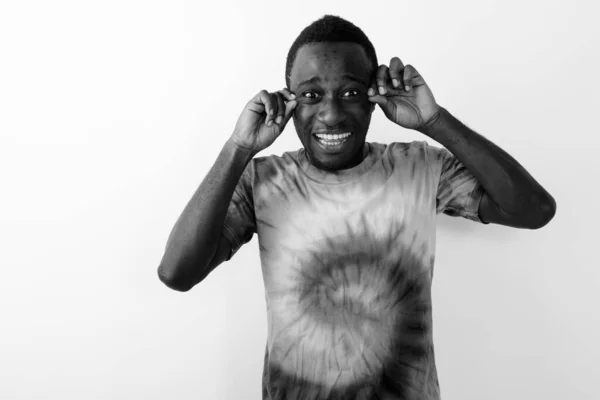 Studio Shot Young African Man Afro Hair White Background Black — Stock Photo, Image