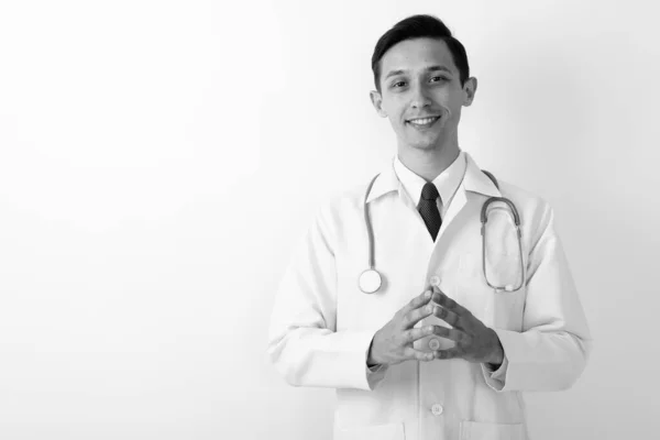 Studio Colpo Giovane Bello Uomo Medico Contro Sfondo Bianco Bianco — Foto Stock