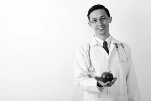 Estudio Joven Hombre Guapo Médico Sobre Fondo Blanco Blanco Negro —  Fotos de Stock
