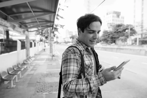 Portrait Beau Touriste Persan Passant Des Vacances Explorant Ville Bangkok — Photo