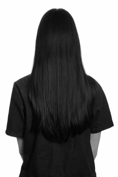 스튜디오에서 흑백으로 격리되어 아름다운 아시아 소녀의 — 스톡 사진