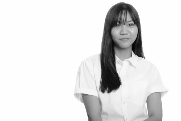 Studioaufnahme Von Jungen Schönen Asiatischen Teenager Mädchen Isoliert Vor Weißem — Stockfoto
