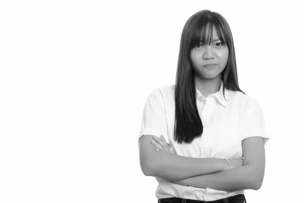 Studioaufnahme Von Jungen Schönen Asiatischen Teenager Mädchen Isoliert Vor Weißem — Stockfoto