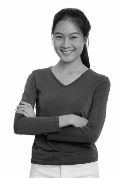 Studio Shot Young Beautiful Asian Teenage Girl Isolated White Background — Stock Photo, Image