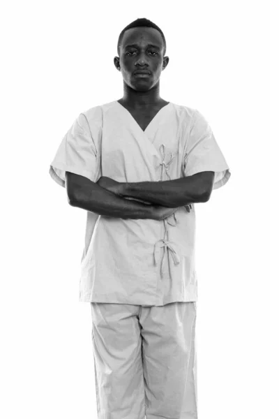 Estudio Joven Africano Como Paciente Del Hospital Aislado Sobre Fondo —  Fotos de Stock