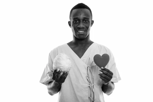 Studio Shot Young African Man Hospital Patient Isolated White Background — Stock Photo, Image