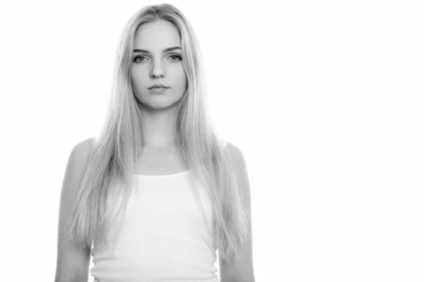 Studio Shot Młodej Pięknej Nastolatki Blond Włosy Odizolowane Białym Tle — Zdjęcie stockowe