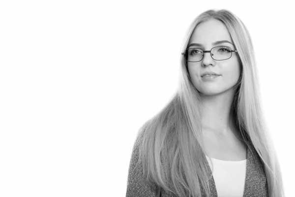 Studio Shot Van Jonge Mooie Zakenvrouw Met Blond Haar Geïsoleerd — Stockfoto