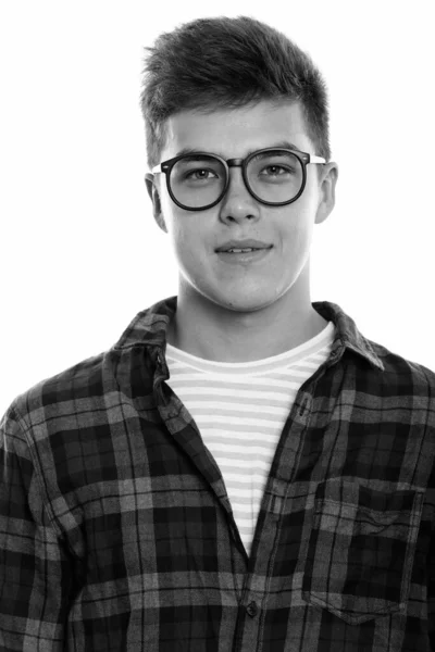 Studio Shot Van Jonge Knappe Hipster Man Met Bril Geïsoleerd — Stockfoto