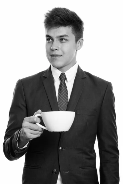 Studio Shot Young Handsome Businessman Suit Isolated White Background Black — Stock Photo, Image