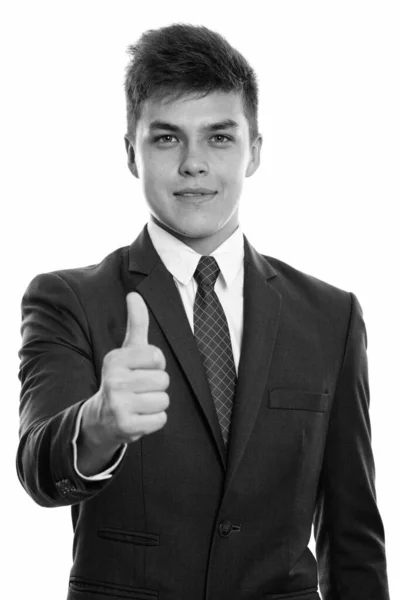 Studio Shot Young Handsome Businessman Suit Isolated White Background Black — Stock Photo, Image