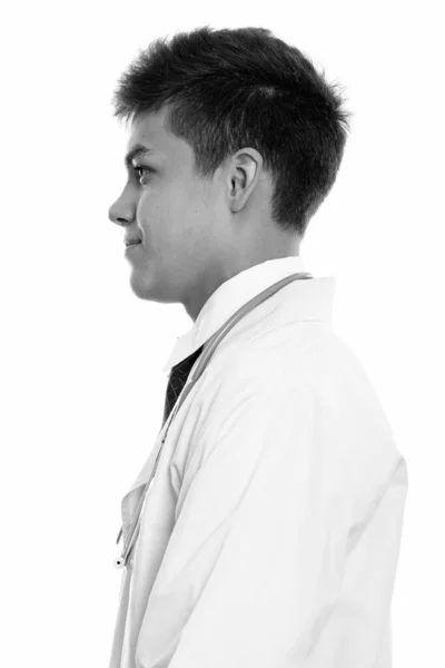 Studio Shot Young Handsome Man Doctor Isolated White Background Black — Stock Photo, Image