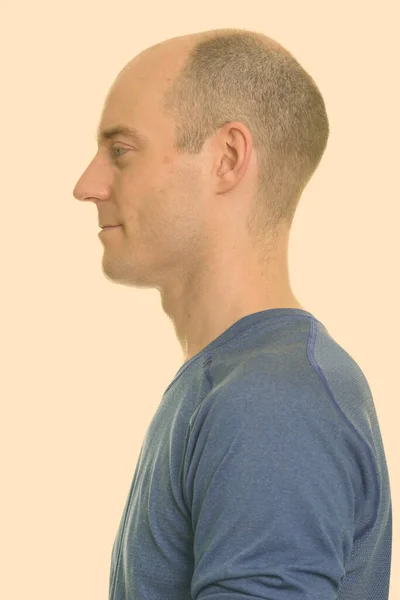 Studio Shot Handsome Bald Man Isolated White Background — Stock Photo, Image