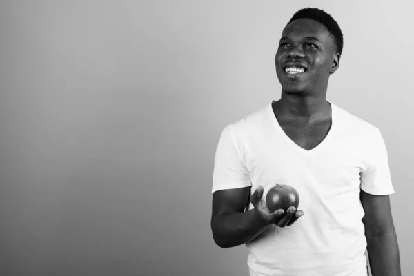 Studio Shot Young African Man Wearing White Shirt White Background — Stock Photo, Image