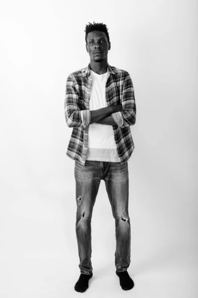 Estúdio Tiro Jovem Bonito Homem Hipster Africano Com Cabelo Afro — Fotografia de Stock