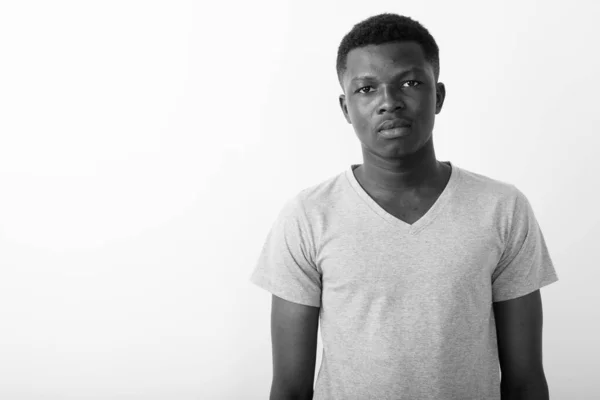 Зйомки Молодого Африканця Білим Фоном Чорно Білому — стокове фото