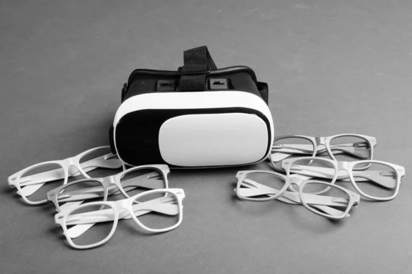 Estúdio Tiro Óculos Óculos Realidade Virtual Preto Branco — Fotografia de Stock