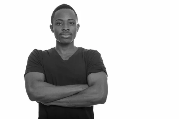 Studio Shot Young Handsome African Man Isolated White Background Black — Stock Photo, Image