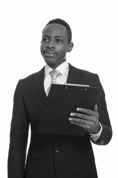 Studio Shot Young Handsome African Businessman Isolated White Background Black — Stock Photo, Image