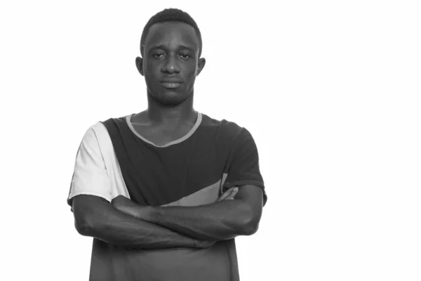 Estudio Joven Apuesto Hombre Africano Aislado Sobre Fondo Blanco Blanco — Foto de Stock