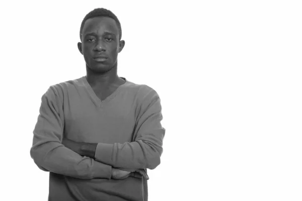 Estudio Joven Apuesto Hombre Africano Aislado Sobre Fondo Blanco Blanco — Foto de Stock