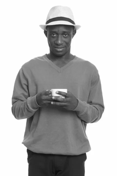 Studioaufnahme Eines Jungen Gut Aussehenden Afrikanischen Touristenmannes Isoliert Vor Weißem — Stockfoto