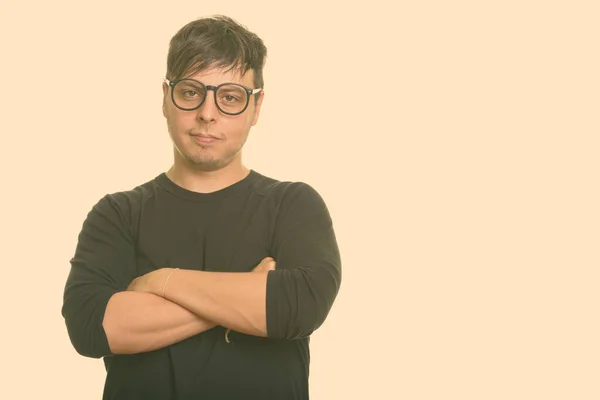 Estúdio Tiro Homem Vestindo Camisa Manga Comprida Isolado Contra Fundo — Fotografia de Stock