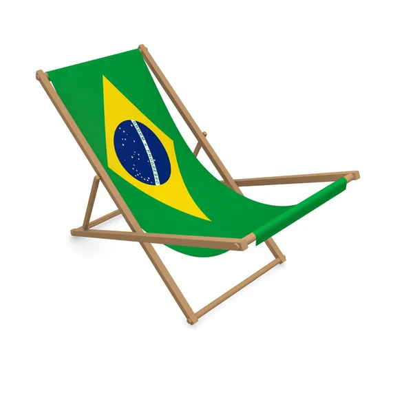 Chaise Longue Avec Drapeau Brésil Rendu — Photo