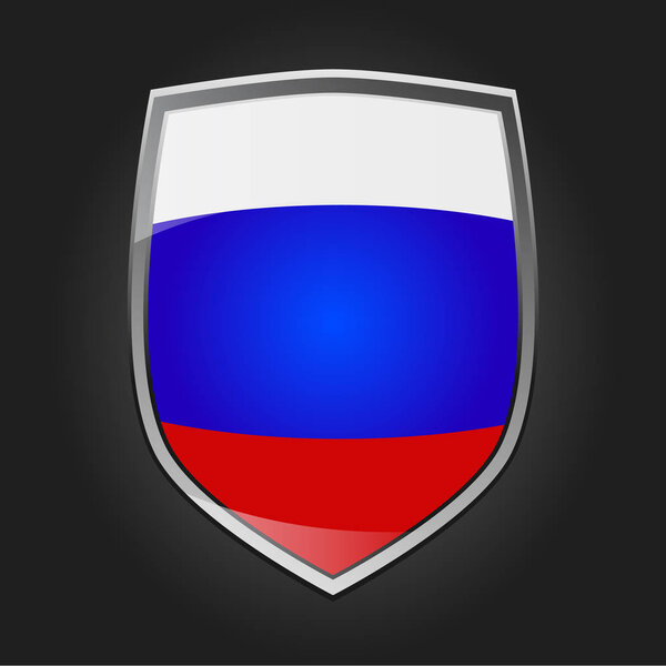 Shield with flag of Russia, vector illustration