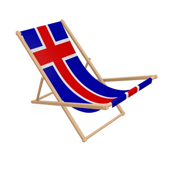 Deckchair Com Bandeira Islândia Renderização — Fotografia de Stock