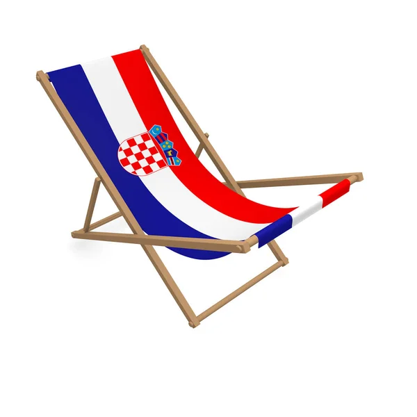 Chaise Longue Avec Drapeau Croatie Rendu — Photo