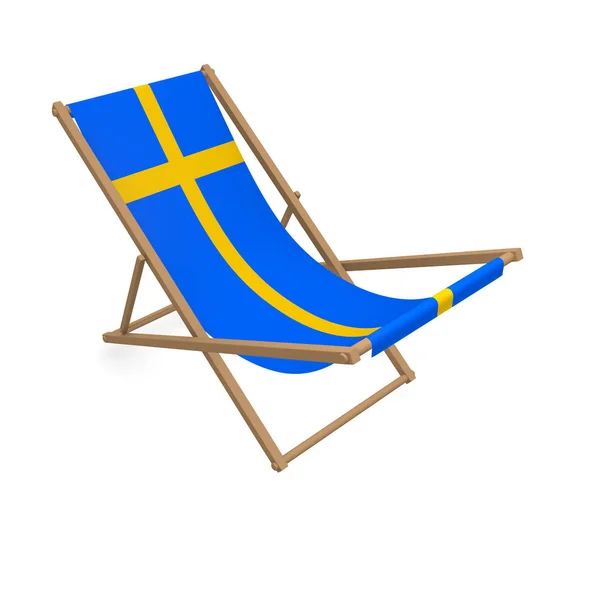 Deck Chair Flag Sweden Rendering — Stock Photo, Image