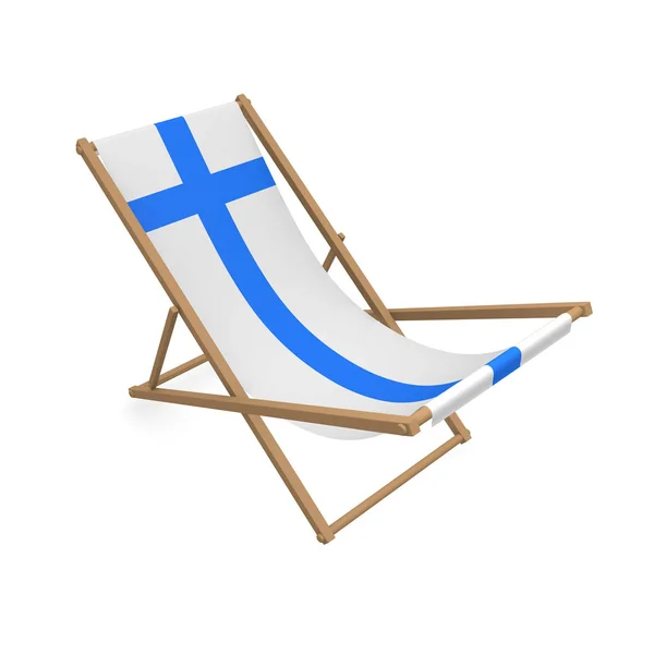 Cadeira Convés Com Bandeira Finlândia Renderização — Fotografia de Stock