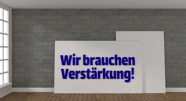 Chambre Puriste Moderne Avec Une Affiche Les Mots Allemands Nous — Photo